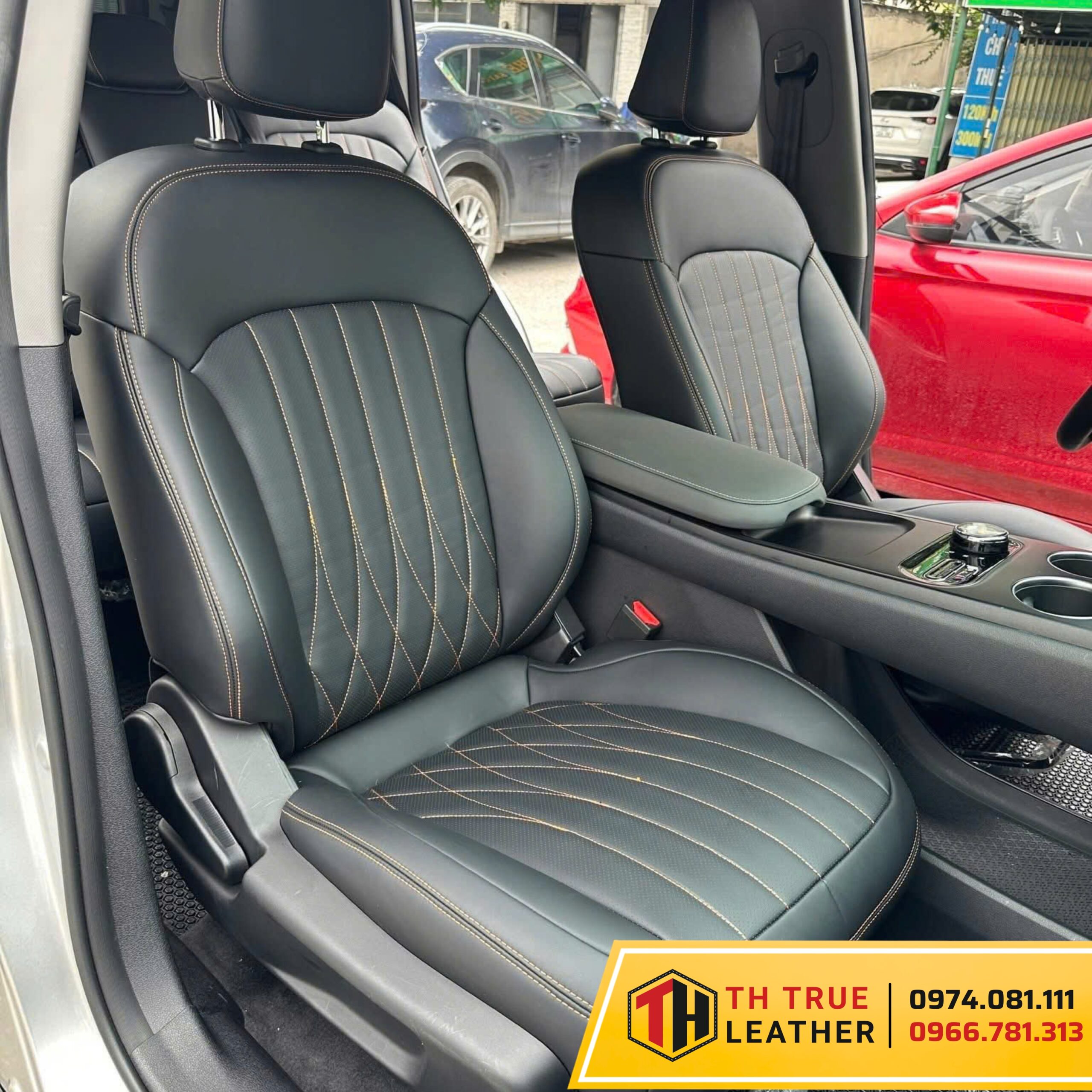 Bọc ghế da ô tô tone màu xám cho xe Limo Green