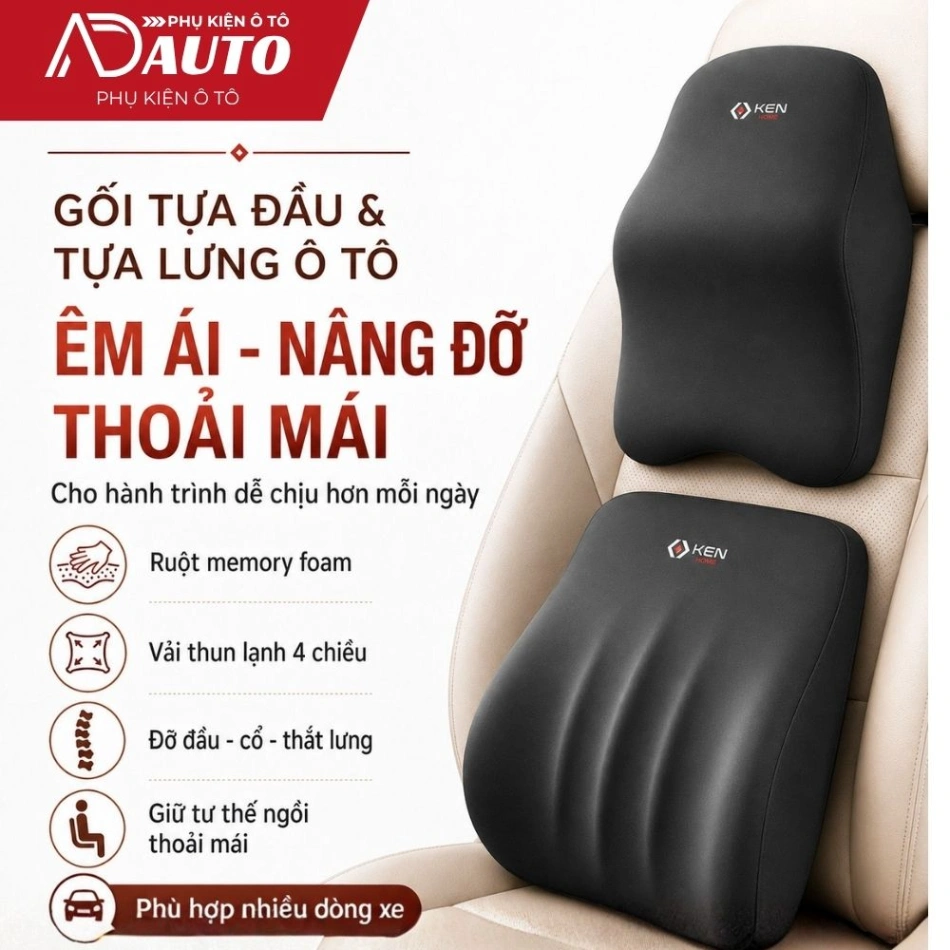 Gối Tựa Đầu, Tựa Lưng Ô Tô Cao Su Non