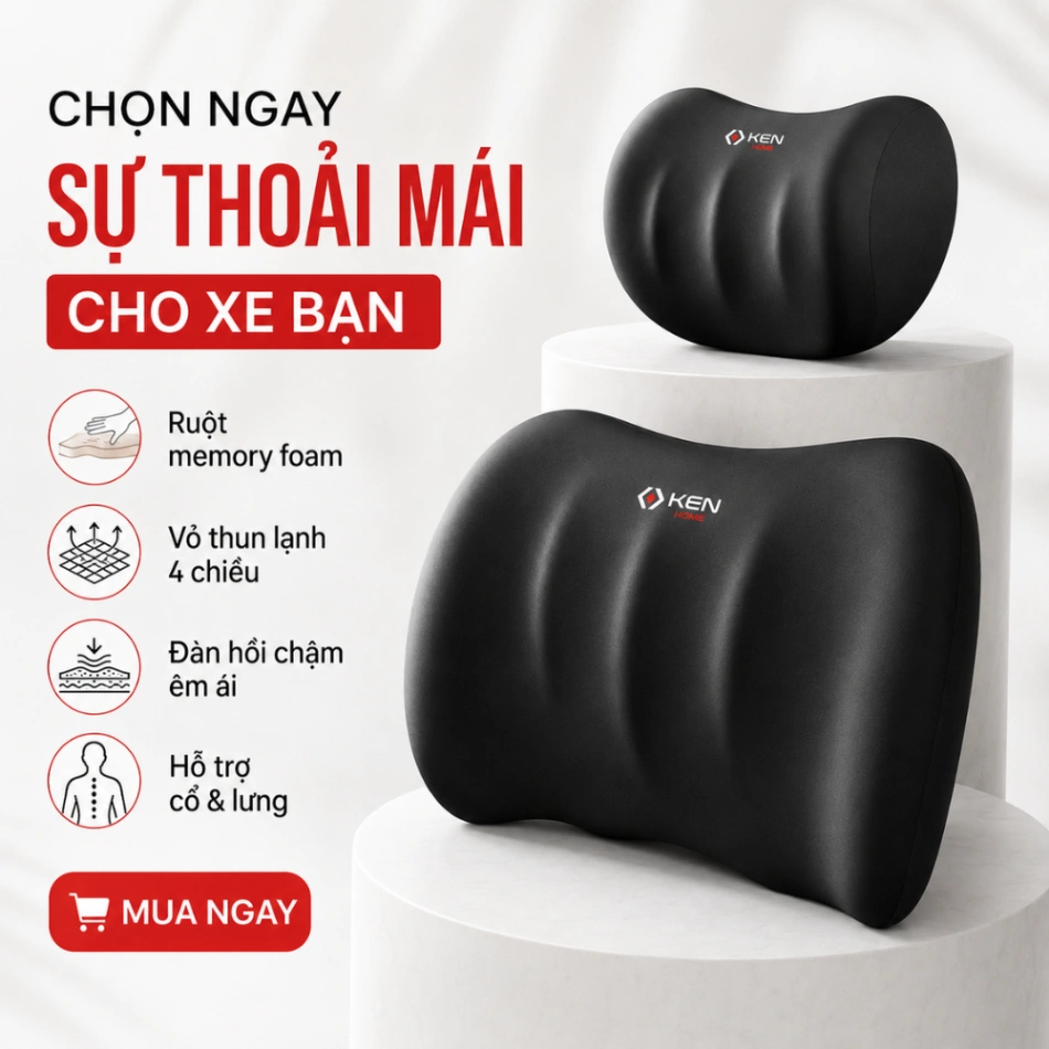 Gối Tựa Đầu, Tựa Lưng Ô Tô Công Thái Học