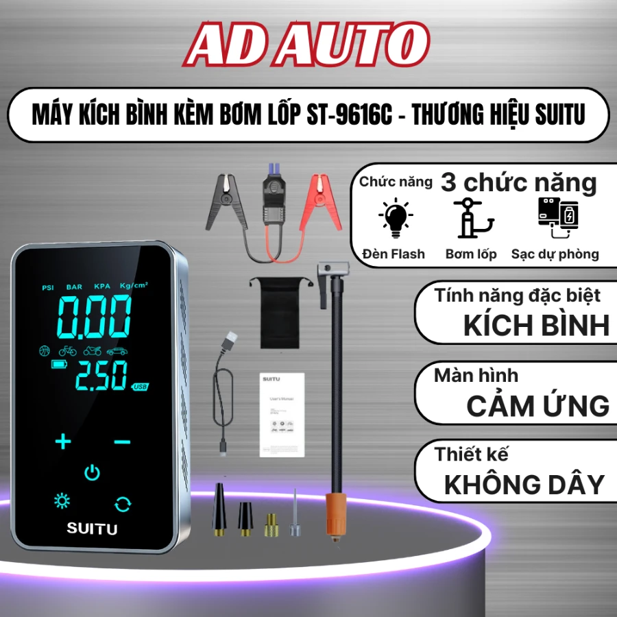 Máy kích bình kèm bơm lốp ST-9616C