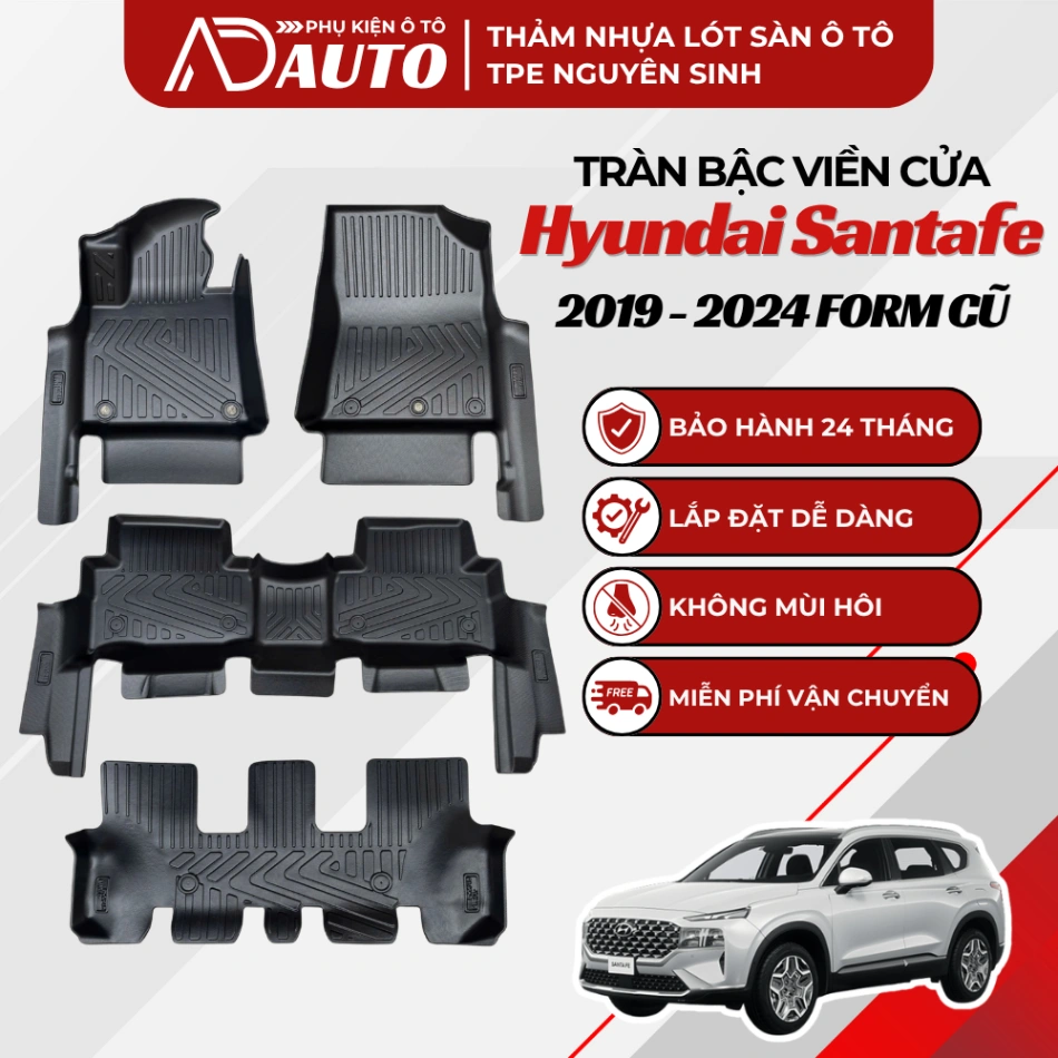 Thảm lót sàn ô tô TPE Hyundai Santafe 2019 – 2024 Form Cũ