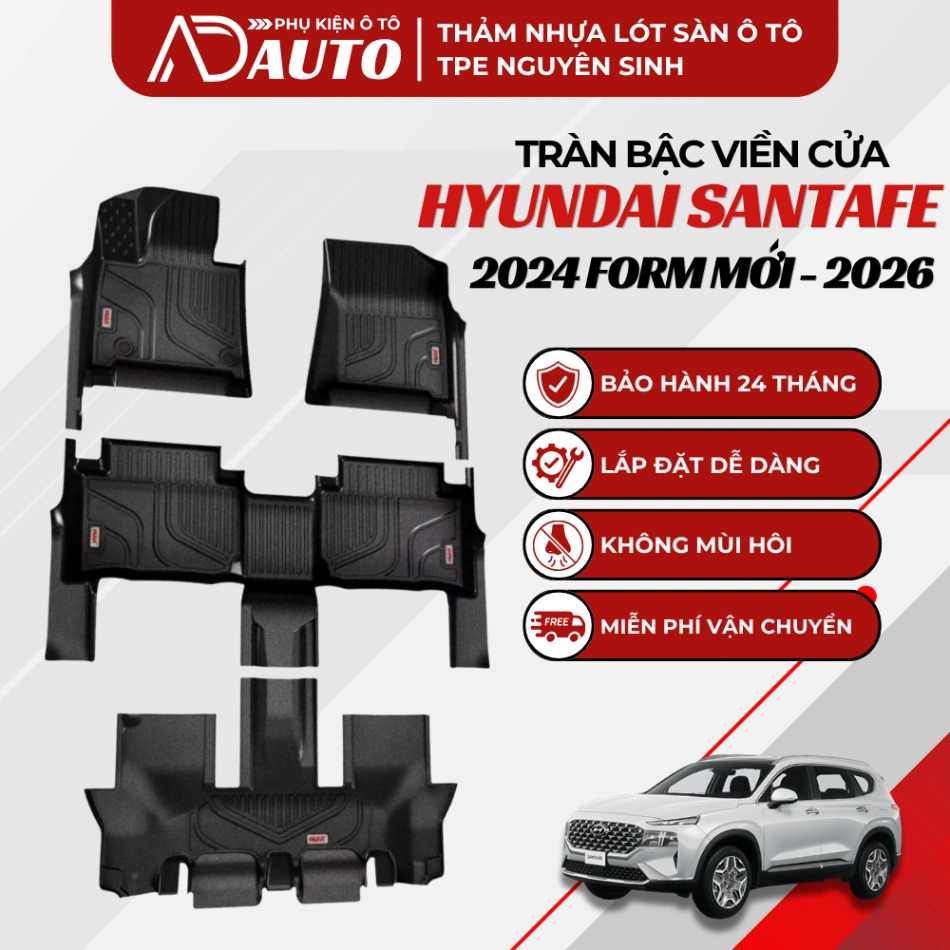 Thảm lót sàn ô tô TPE Hyundai Santafe 2024 Form mới – 2026
