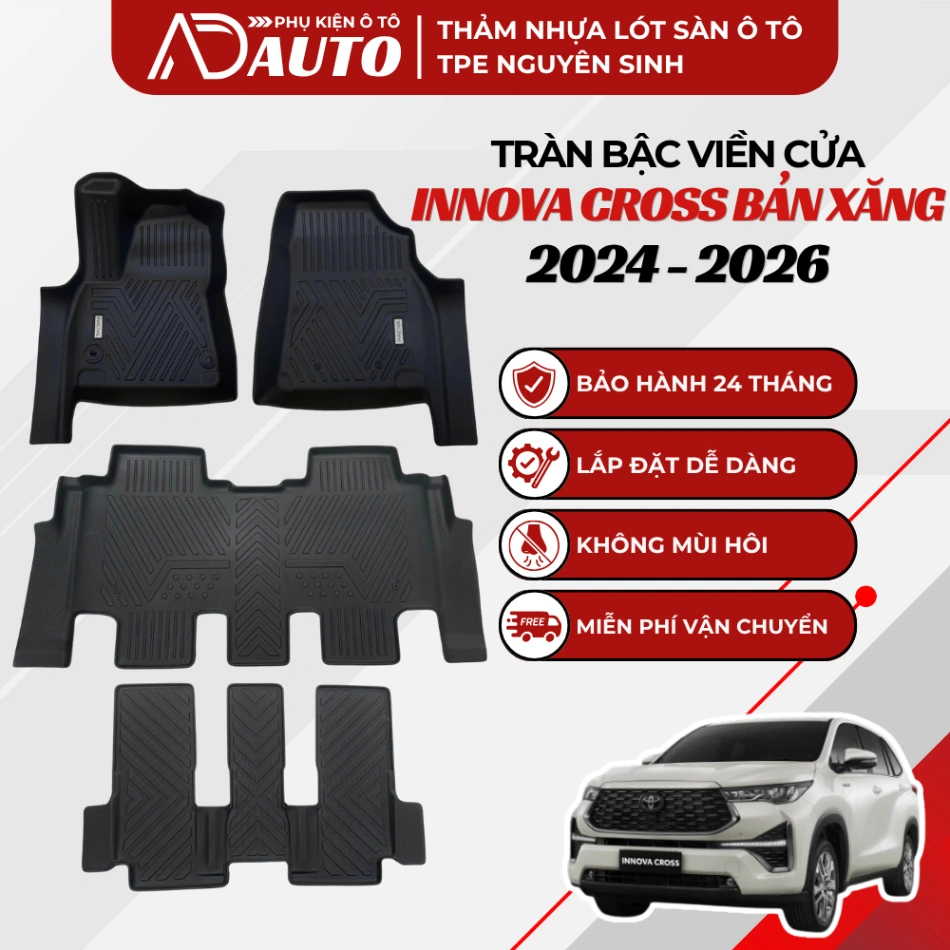 Thảm lót sàn ô tô TPE Toyota Innova Cross 2024-2026 Bản Xăng