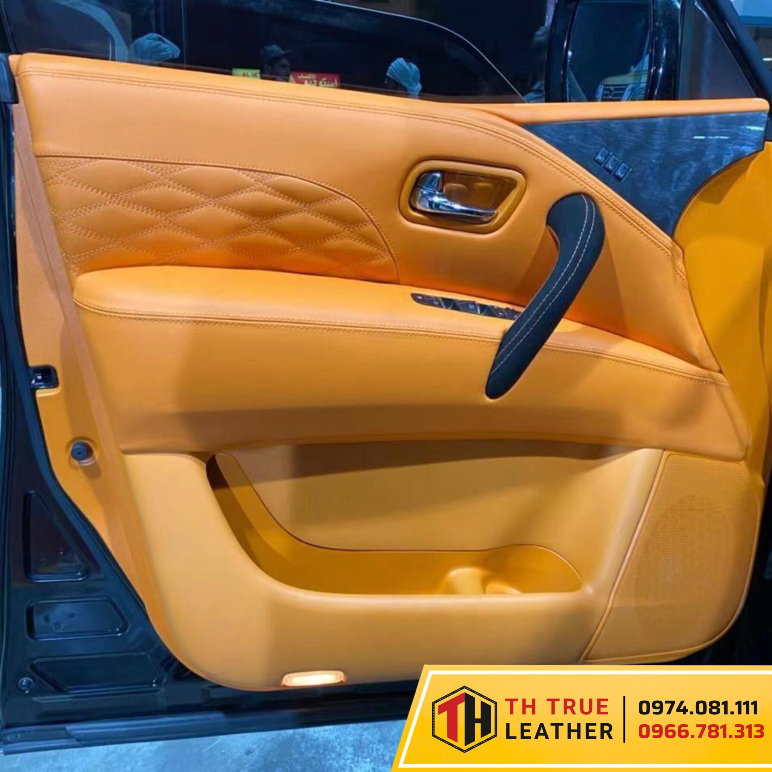 Bọc tapi cửa limo green tone màu nâu